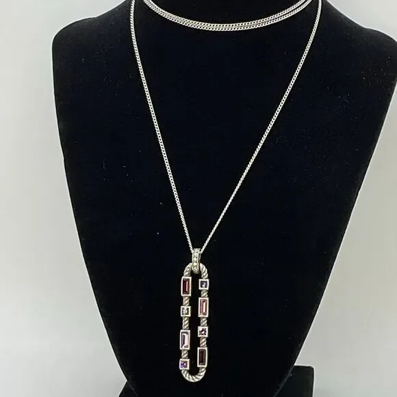 Brighton Moderna Silver and Purple Pendant Necklace - Picture 1 of 3